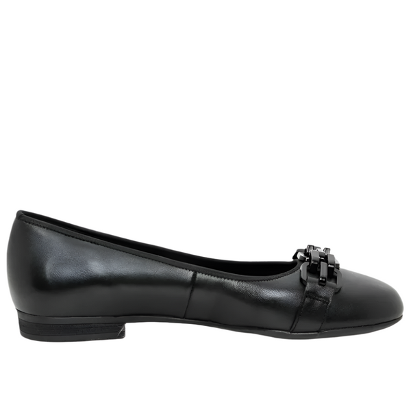 Dark Slate Gray Ara Women's Scout Chain Ballet Flat Black Calf Leather