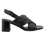 Dark Slate Gray Ara Women's Woven Dress Cross Band Sandal Black Goat Waxy Leather