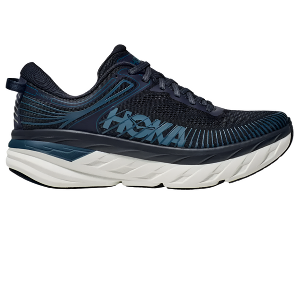 Light Gray Hoka Men's Bondi 7 Outerspace / White Wide