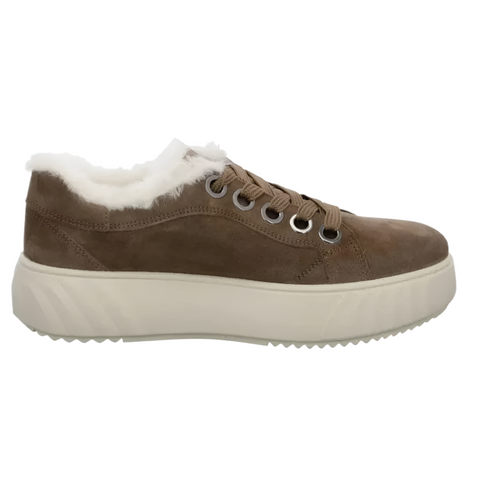 Gray Ara Women's Mikky Fur Sneaker Sesame Suede