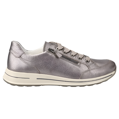 Light Slate Gray Ara Women's Oleanna Zip Sneaker Moon Metallic Leather