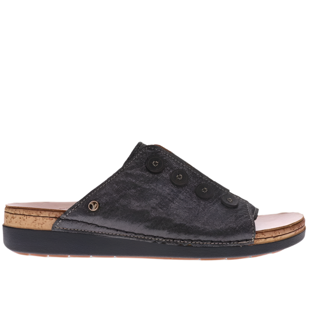 Dark Slate Gray Revere Women's Antalya Orthotic Slide Sandal Black Linen