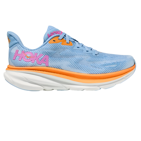 Gray Hoka Women's Clifton 9 Airy Blue / Ice Water