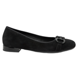 Black Ara Women's Serenity Chain Ballet Flat Black Suede