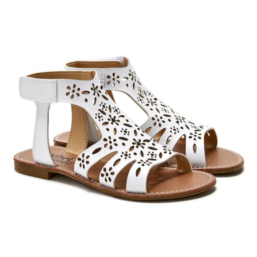 Valencia Imports (Rachel Shoes) Little and Big Girls Katy Gladiator Sandal Velcro White