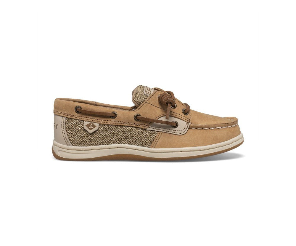 Rosy Brown Sperry Big Girls Songfish Boat Shoes Linen / Oat