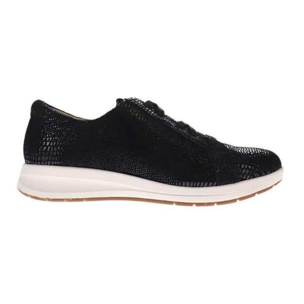 Black Revere Women's Athens Lace Up Sneaker Black Lizard