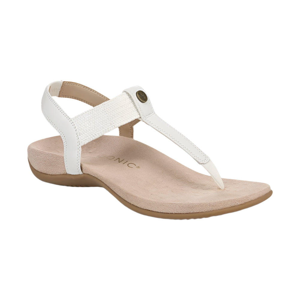 Tan Vionic Women's Brea Toe Post Slingback Sandal White Leather
