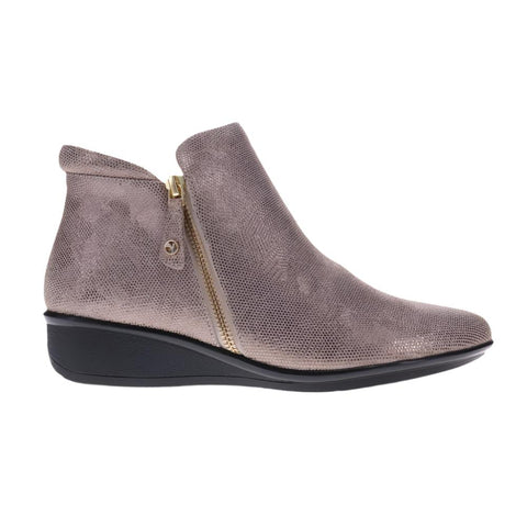 Dim Gray Revere Women's Damascus Orthotic Zip Ankle Boot Champagne Angle