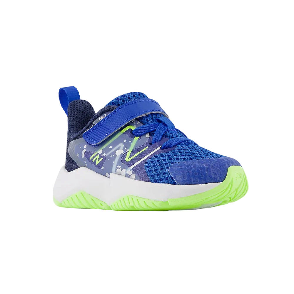 White Smoke New Balance Boys Rave Run v2 Hook & Loop Team Royal