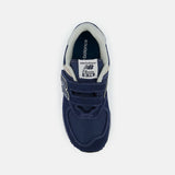 New Balance Little Boys 574 Core Hook & Loop Velcro Sneaker Navy / White Wide