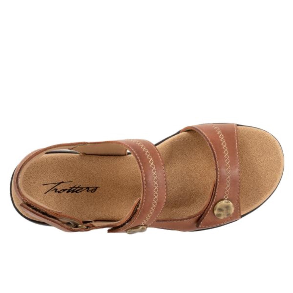 Sienna Trotters Women's Romi Stitch Velcro Sandal Luggage