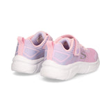 Light Gray Skechers Little Girls GO RUN 650 - Fierce Flash Velcro Pink / Lavender