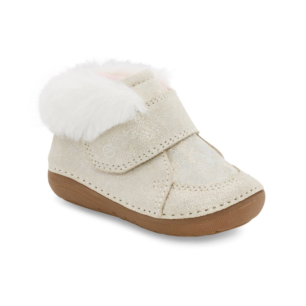 Light Gray Stride Rite Infant Girls SM Mateo Velcro Boot Champagne