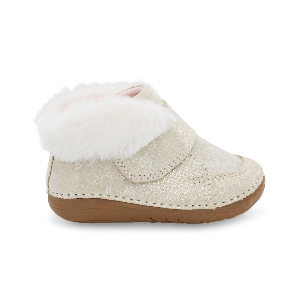 Light Gray Stride Rite Infant Girls SM Mateo Velcro Boot Champagne