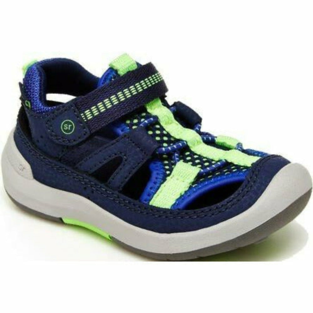 Light Gray Stride Rite Infant/Toddler Boys SRT Stretch Wade Sandal Velcro Navy