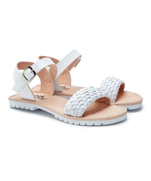 Light Gray Valencia Imports (Rachel Shoes) Little Girls Wendy Sandal w/ Velcro Strap White