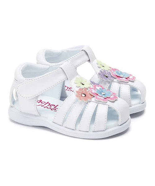 Light Gray Valencia Imports (Rachel Shoes) Toddler Girls Mimi w/ Velcro Strap White / Multi