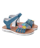 Rosy Brown Valencia Imports (Rachel Shoes) Toddler and Little Girls Tiana Sandal w/ Velcro Strap Denim / Multi