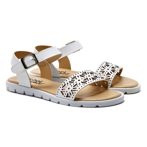 Gray Valencia Imports (Rachel Shoes) Big Girls Bali Buckle Strap Sandal White