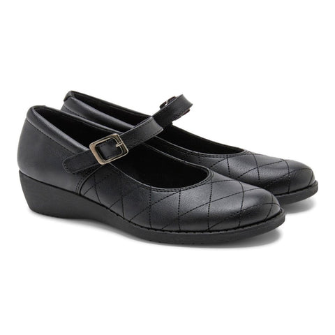 Dark Slate Gray Valencia Imports (Rachel Shoes) Girl's Lydie w/ Buckle Strap Black Quilted