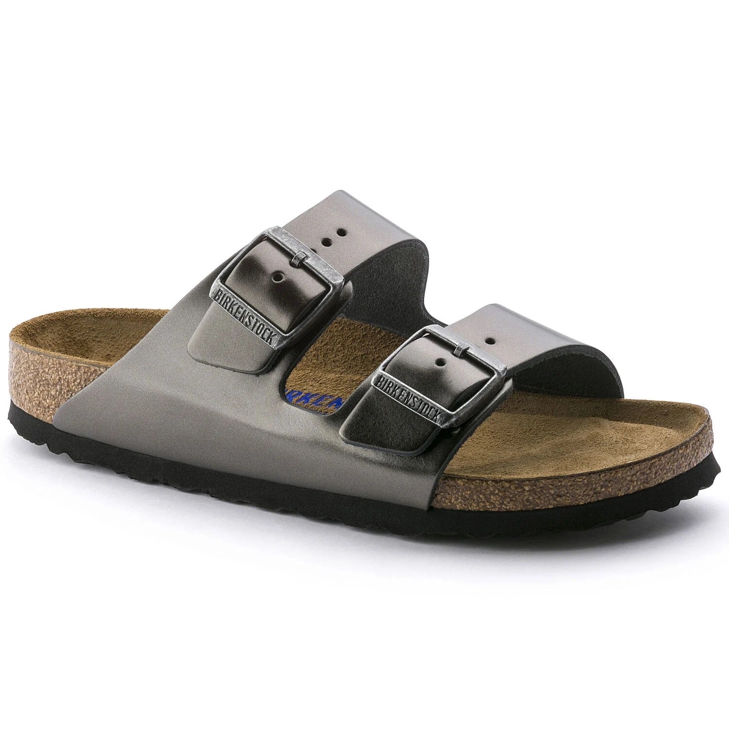 Dark Slate Gray Birkenstock Arizona Soft Footbed Leather Metallic Anthracite