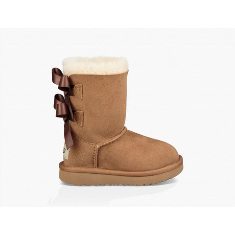 Snow Ugg Toddler Girls Bailey Bow II Suede Boot Chestnut