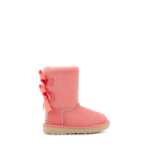 Dark Salmon Ugg Toddler Girls Bailey Bow II Suede Boot Pink Blossom
