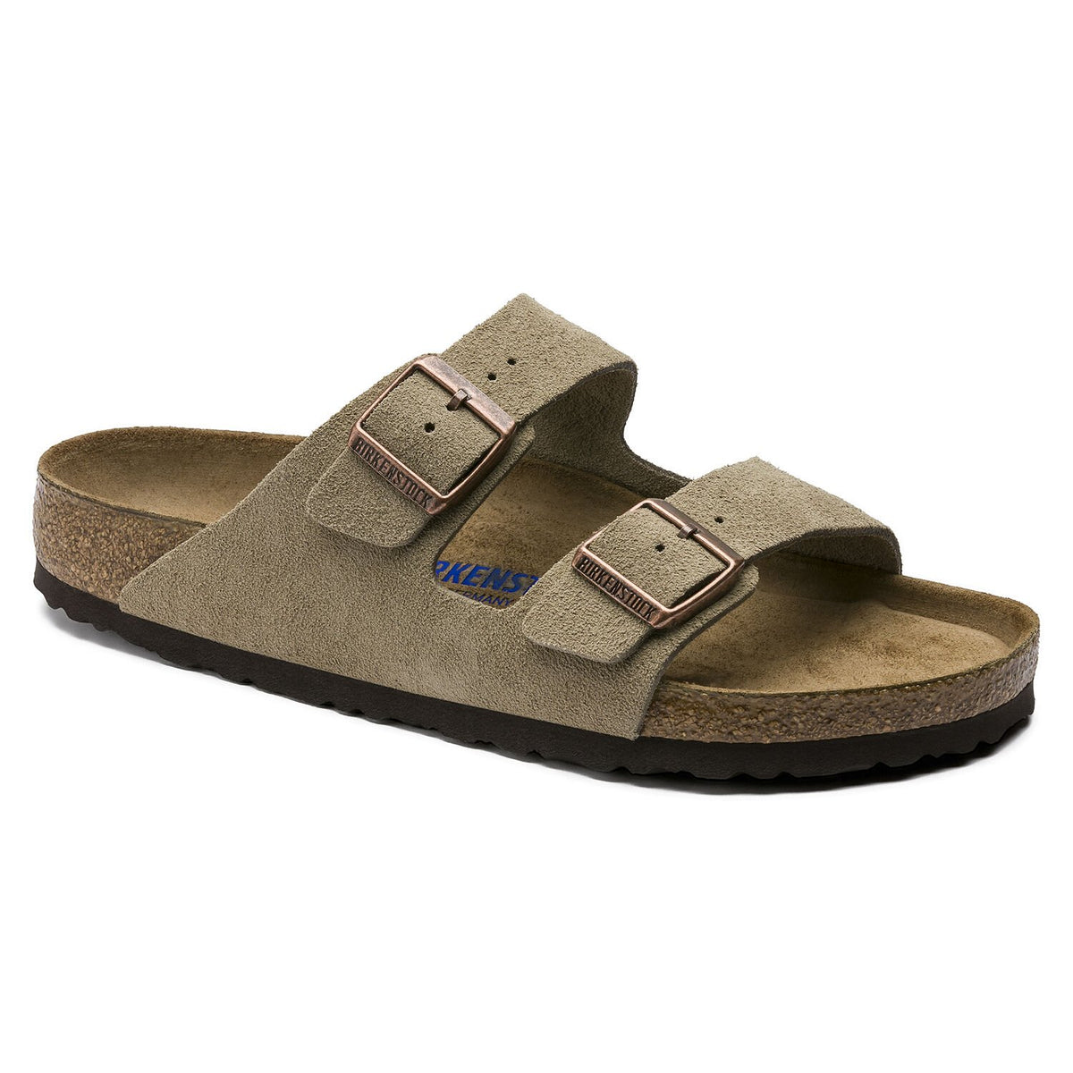 Birkenstock Two-Strap Slide Sandals in Taupe Gray Birkenstock  main image 4