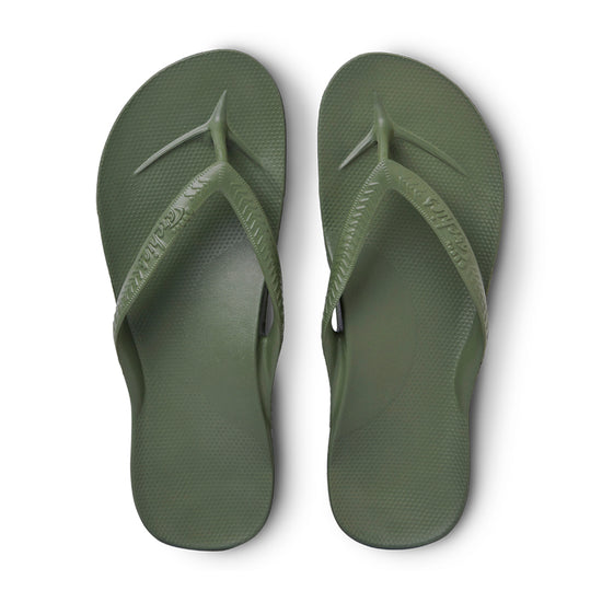 Dark Olive Green Archies Arch Support Flip Flops Khaki