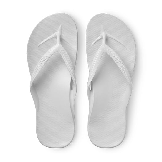 Light Gray Archies Arch Support Flip Flops White