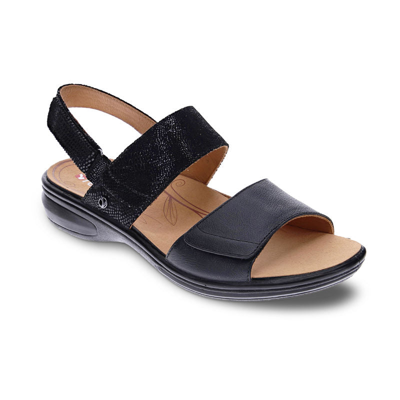 Dark Slate Gray Revere Women's Como Sandal Black Lizard